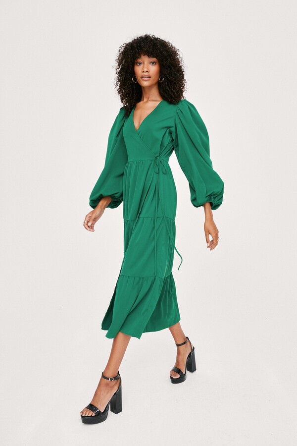 green long sleeve long dress
