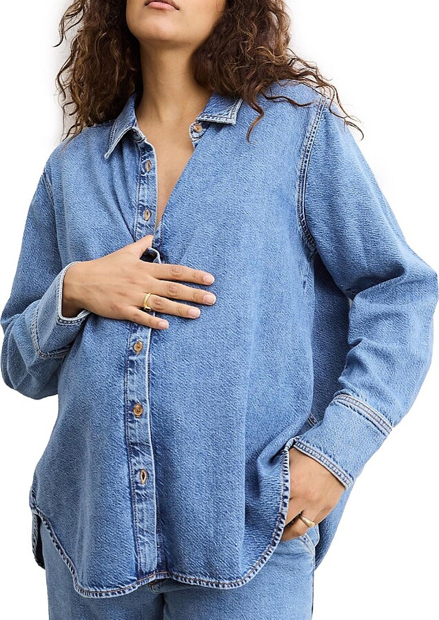 Hatch Collection The Drapey Denim Maternity Boyfriend Shirt