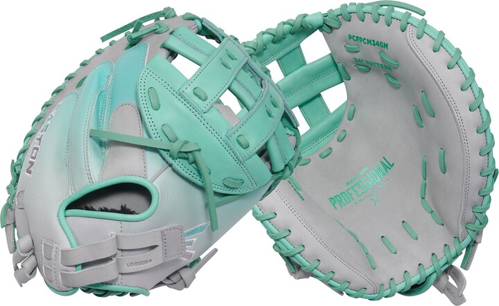 Easton Sports Easton 34" Professional Collection Color Splash Series Fastpitch Catcher's Mitt, Grey/Mint