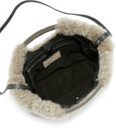 Thumbnail for your product : Brunello Cucinelli Small Shearling Tote Bag w/Shoulder Strap, Gray
