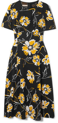 Michael Kors Collection - Floral-print Silk Crepe De Chine Midi Dress - Black