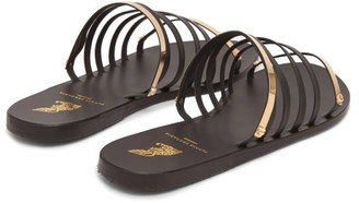 Ancient Greek Sandals X Yiannis Sergakis Metal-snake Leather Slides - Black Gold