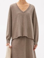 Thumbnail for your product : Extreme Cashmere No.161 Clac V-neck Stretch-cashmere Sweater - Mid Brown