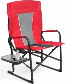 RidstarExtra-LargePortableCampingFoldingChairwithSideTable&PocketsforFishingTravel&Picnics-Red