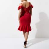 Thumbnail for your product : River Island Womens Plus red frill cold shoulder bodycon dress
