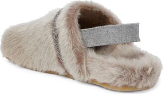 BRUNELLO CUCINELLI KIDS Embellished shearling slippers
