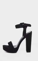 Thumbnail for your product : PrettyLittleThing Black Faux Suede High Platform Sandal