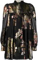 Thumbnail for your product : Saint Laurent Floral Jacquard Silk Mini Dress