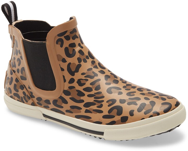 leopard ankle rain boots