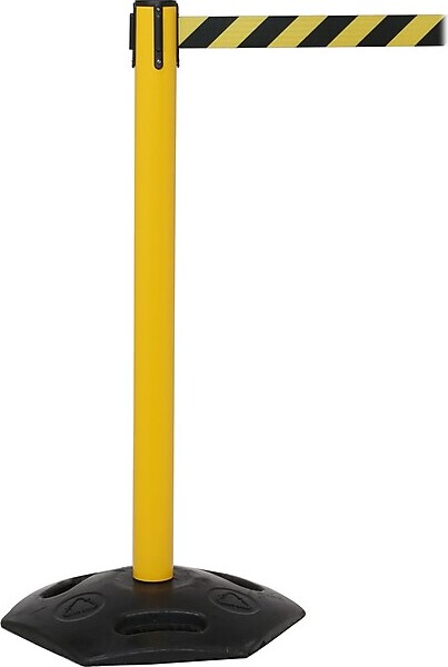 Queue Solutions WeatherMaster 250 2" Yellow Nylon Crowd Control Belt Barrier, Yellow/Magenta (WMR250Y-YM110)