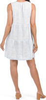 Thumbnail for your product : Tahari Linen Sleeveless V-neck Tiered Printed Short Dress
