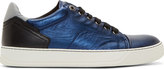 Thumbnail for your product : Lanvin Blue Metallic Leather Classic Sneakers