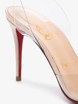 Thumbnail for your product : Christian Louboutin nude Nosy Strass 85 satin pumps