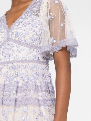 Needle & Thread Sweetheart floral-lace mini dress