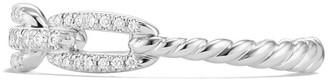 David Yurman Stax Pave Diamond Chain Link Ring in 18K White Gold, Size 5