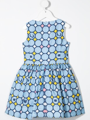 Simonetta Geometric-Print Empire-Line Sleeveless Dress