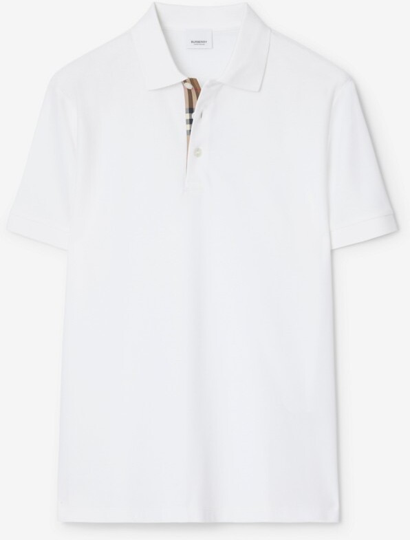 Burberry Check Trim Cotton Polo Shirt