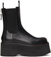 Thumbnail for your product : R 13 Black Double Stacked Chelsea Boots