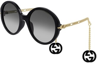 Gucci Round Acetate Sunglasses w/ Chain Arms