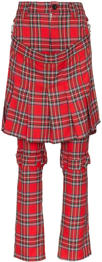 tartan straight leg trousers