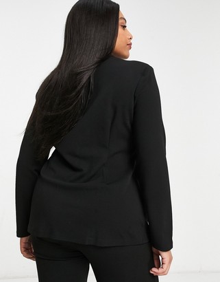ASOS Curve DESIGN Curve jersey single breasted suit blazer in black
