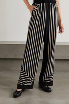 Thumbnail for your product : Totême Striped Silk Crepe De Chine Wide-leg Pants - Black