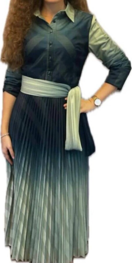 Harriet & Mary Pleated Midi Dress In Sea Foam