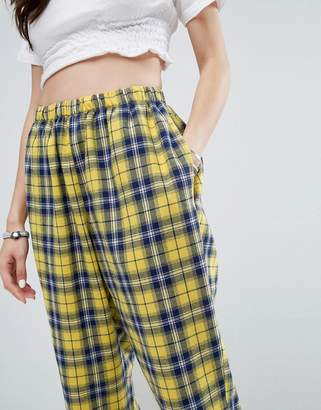 Reclaimed Vintage Inspired Drop Crotch Pants In Check