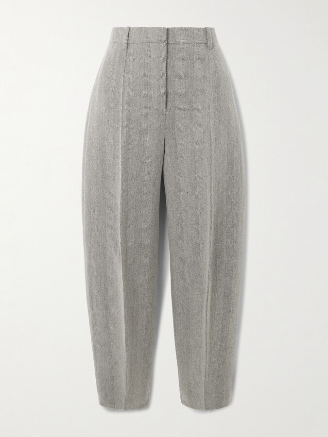 Loro Piana - Dan Cropped Linen, Wool And Cashmere-blend Tapered Pants - Gray
