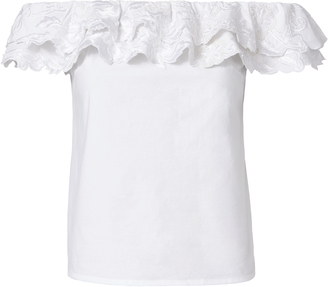 Exclusive for Intermix Izzie Embroidered Off Shoulder Top White P