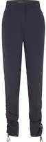 Cédric Charlier - Ruched Wool-blend Crepe Tapered Pants - Navy