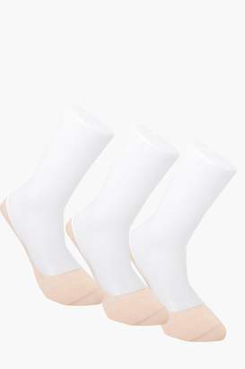 boohoo 3 Pack Invisible Nude Socks With Grips