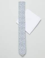 Thumbnail for your product : ASOS Design DESIGN slim tie and pocket square in grey floral
