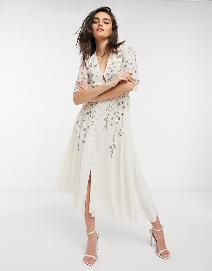Embroidery Hope Ivy Asos Hope Ivy Tie Back Embroidered Midi Dress