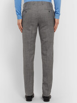 Thumbnail for your product : Kiton Grey Slim-Fit Micro-Puppytooth Cashmere, Linen and Silk-Blend Suit Trousers - Men - Gray - IT 46