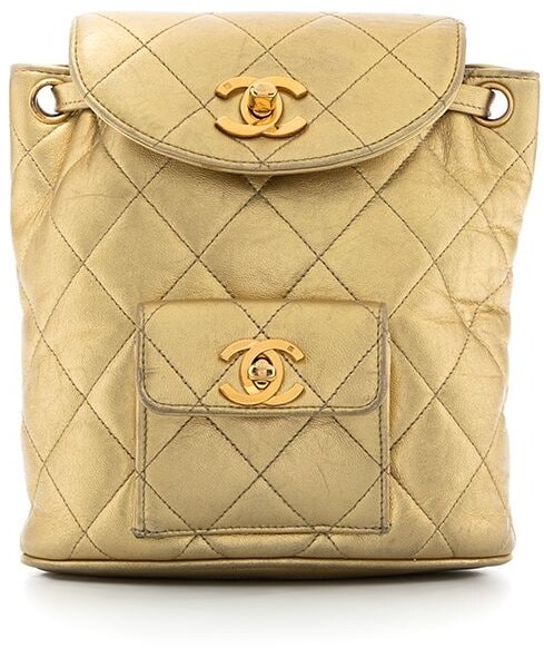 CHANEL Pre-Owned 1991-1994 Metallic Flap Drawstring Backpack