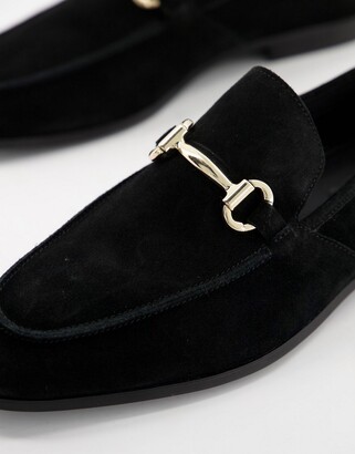 Office lemming bar loafers in black suede