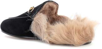 Gucci Princetown fur-lined velvet slippers