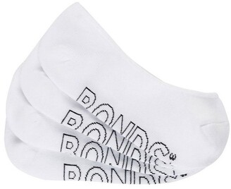Bonds Aussie Cotton Logo Light Liner 4 Pair Invisible Socks White White 8-11
