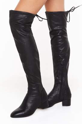 Nasty Gal Womens It's Over Faux Leather Thigh High Boots - black - 3