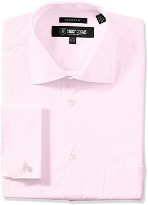 Stacy Adams Men's Adjustable Collar Dress Shirt - Pink - 17.5" Neck 32"-33" Sleeve