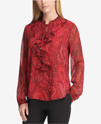 Tommy Hilfiger Paisley-Print Ruffle-Front Blouse