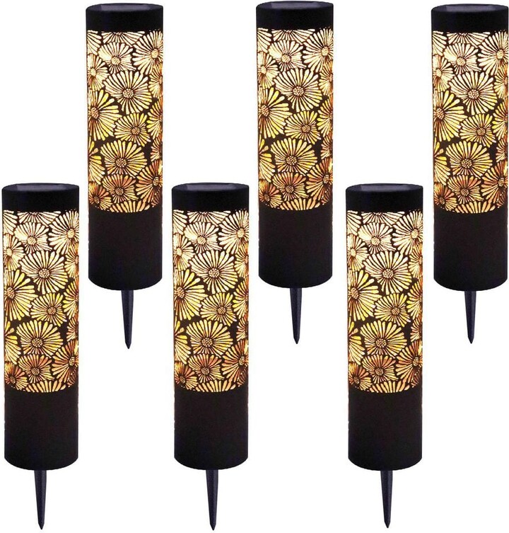 Deck Impressions Peony Solar 12 Lumens Bronze LED Round Outdoor Weather Resistant Bollard Path Light (6-Pack)