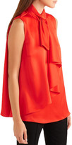 Thumbnail for your product : Alexander McQueen Tie-neck Draped Silk-satin Top