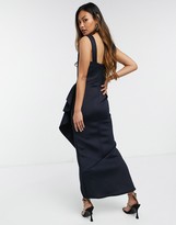 Thumbnail for your product : True Violet exclusive bandeau pointed midi dress with ruffle detail in navy