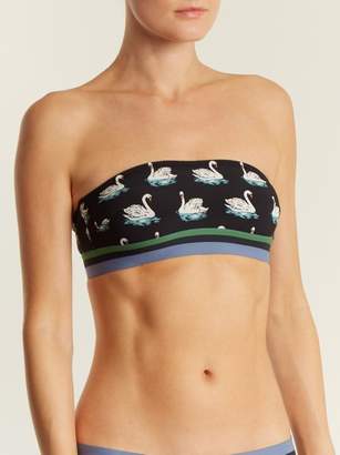 Stella McCartney Swan Print Halterneck Bandeau Bikini Top - Womens - Black Multi