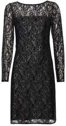 Wallis Black Metallic Lace Shift Dress