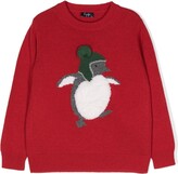 Thumbnail for your product : Il Gufo Penguin-logo merino jumper