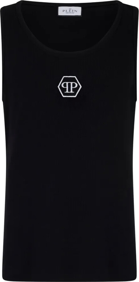 Philipp Plein Logo-Embroidered Cotton Tank Top