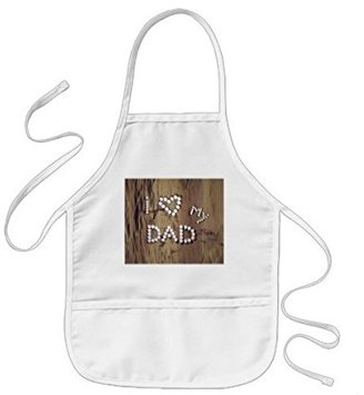 Blue-Classic I Heart My Dad On Wood-Look Image Kids'Apron